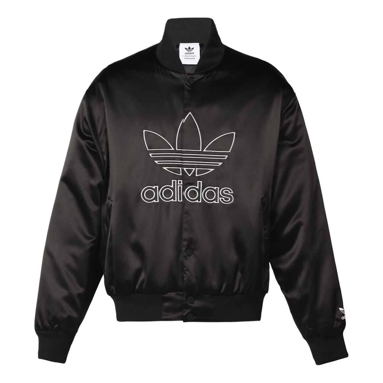Men's adidas originals Large Logo Embroidered Satin Sports Jacket Autumn Black H09165