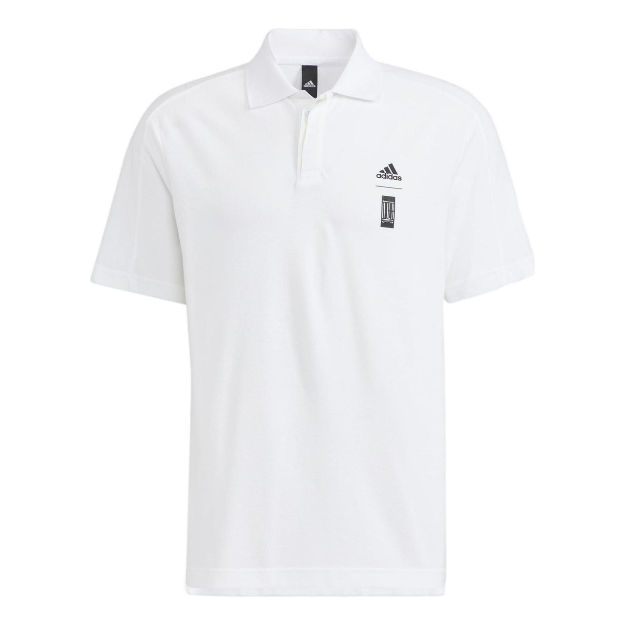 Men's adidas Wj Mh Polo Solid Color Chest Brand Logo Printing Short Sleeve White Polo Shirt HM2955