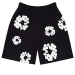 Denim Tears Cotton Wreath Logo Shorts 'Black White' 402-010-30