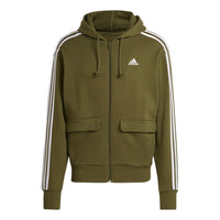 Men's adidas Alphabet Florets Funny Printing Sports Zipper Hooded Jacket Green HS3507