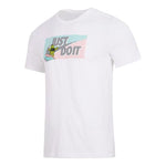 Men's Nike Square Brand Logo Cartoon Printing Round Neck Casual Short Sleeve White T-Shirt DQ1088-100