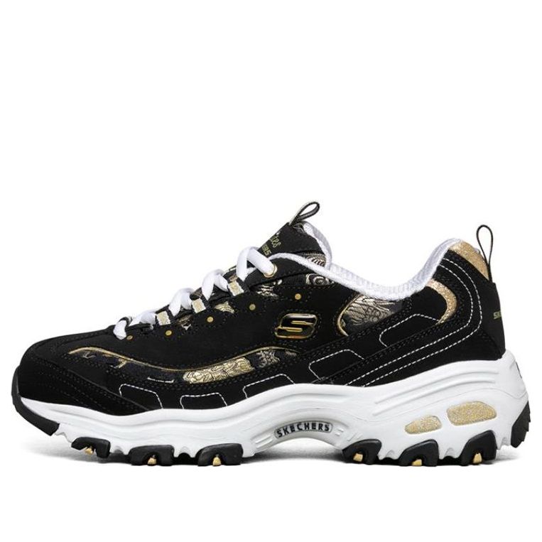 (WMNS) Skechers D lites 1.0 Black/White/Golden 13091-BKGD