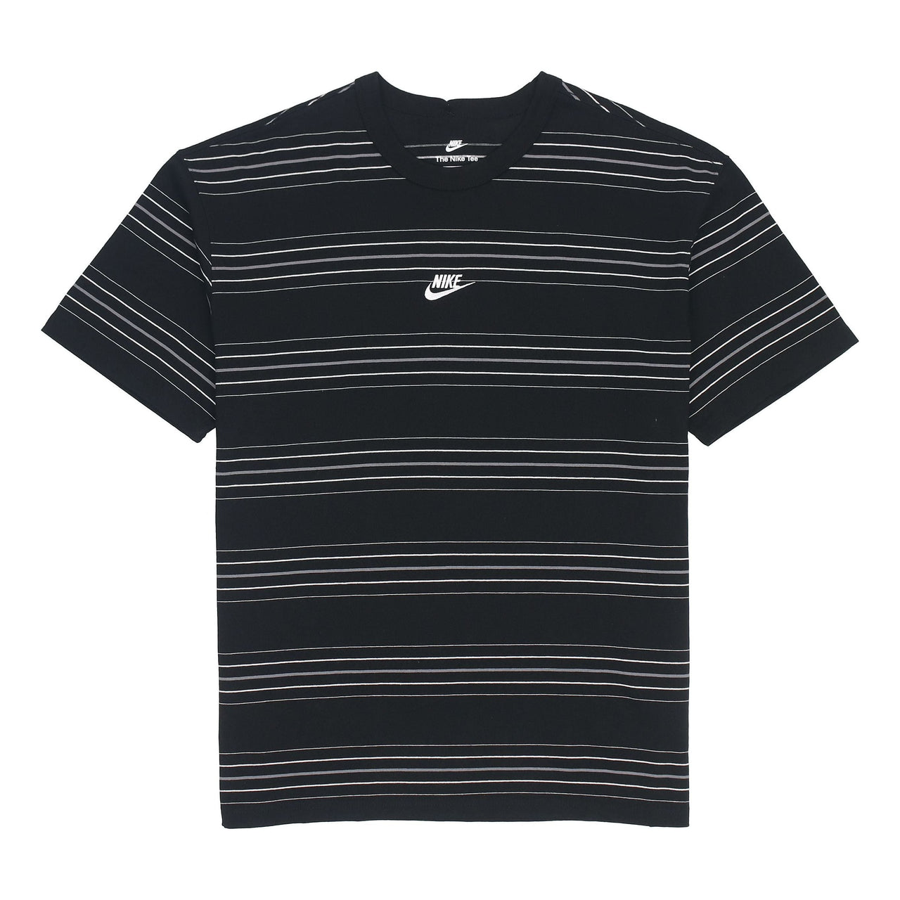 Men's Nike Brand logo Stripe Round Neck Short Sleeve Black T-Shirt DQ1117-010