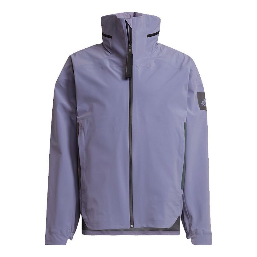 Men's adidas Myshelter Jkt Outdoor Sports Loose Rainproof Hooded Logo Jacket Autumn Purple GT6576