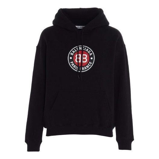 (WMNS) Balenciaga BB Logo hooded Long Sleeves Hoodie Black 612959TJVD71000