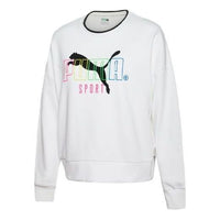 (WMNS) PUMA Long Sleeve Sweater 'White Black' 598128-02