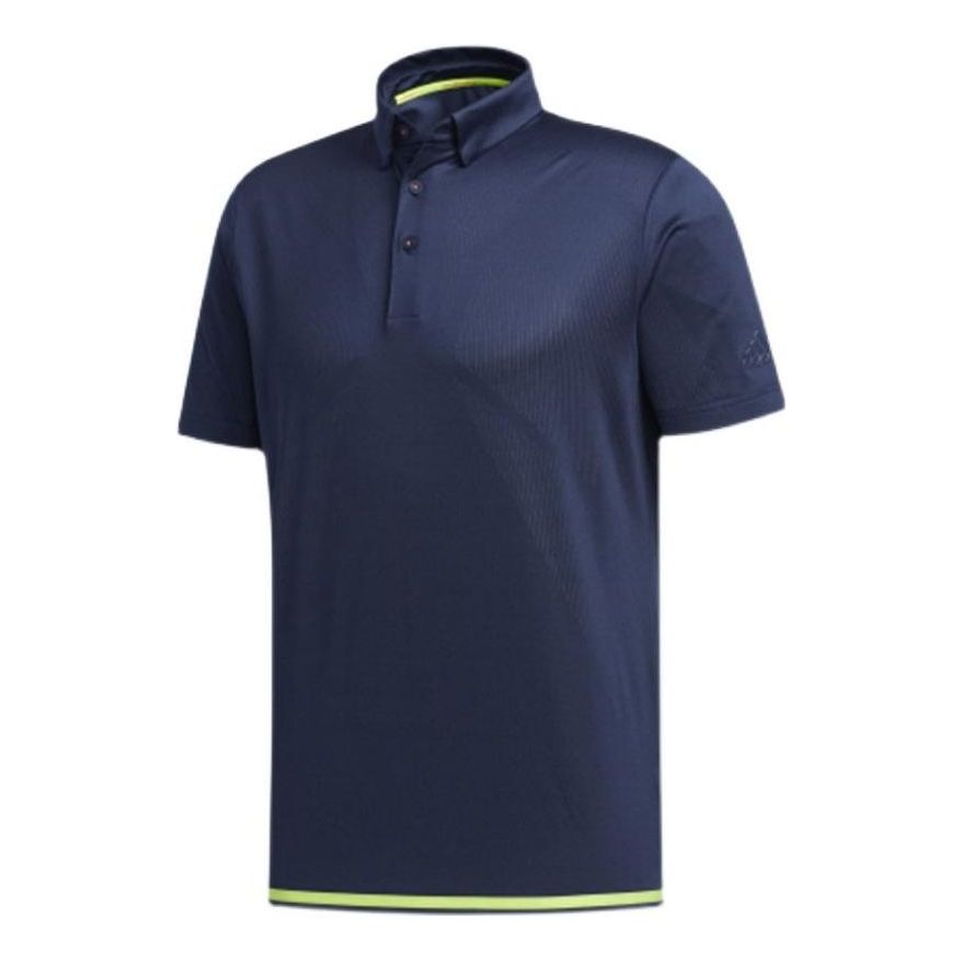 adidas Solid Color Casual Short Sleeve Polo Shirt Blue FJ3794