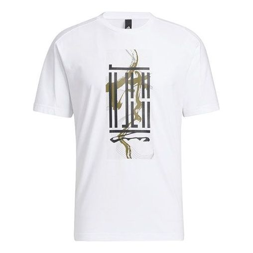 adidas Wj Gfx Logo Pattern Printing Athleisure Casual Sports Round Neck Short Sleeve White HI6860
