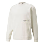 Men's PUMA Winterized Crew Logo Solid Color Fleece Lined Sports Knit Round Neck Pullover White 846545-73