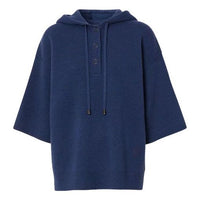 (WMNS) Burberry Cashmere Short Sleeve Hoodie Blue 80391611