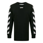 Off-White Airport Tape Printing Stripe Round Neck Black OMAB001S201850031088
