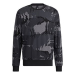 Men's adidas Fi Aop Camo Swt Camouflage Sports Round Neck Pullover Dark Grey H65646