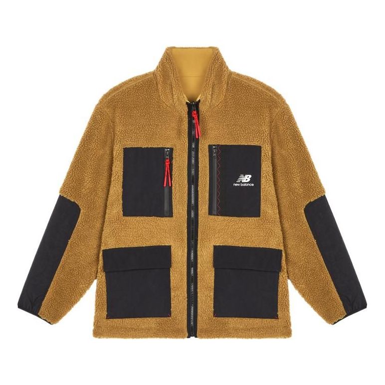 New Balance Men's New Balance Contrasting Colors Pocket Reversible Stand Collar Lamb's Wool Jacket Brown AMJ21349-INC