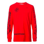 Off-White SS21 Logo Black Arrow Graffiti Printing Long Sleeves Red OMAB001R191850152010