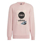 adidas Neo Logo Printing Round Neck Long Sleeves Pullover Couple Style 'Pink' HM7434