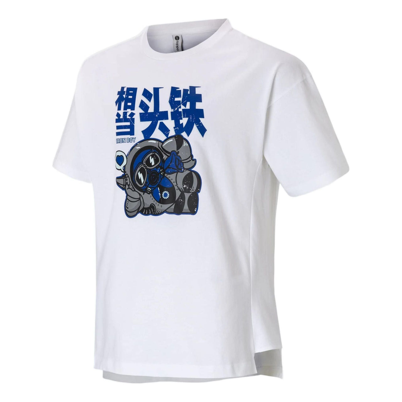 Men's adidas neo Cartoon Astronaut Pattern Printing Round Neck Sports Short Sleeve White T-Shirt HY4625