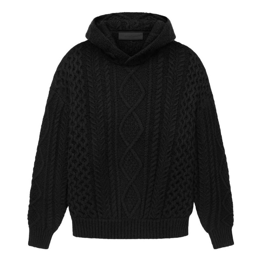 Fear of God Essentials SS23 Cable Knit Hoodie 'Jet Black' 192SP234390F