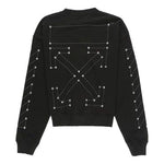 Men's Off-White Cotton Round Neck Pullover Black OMBA035E19E300011091