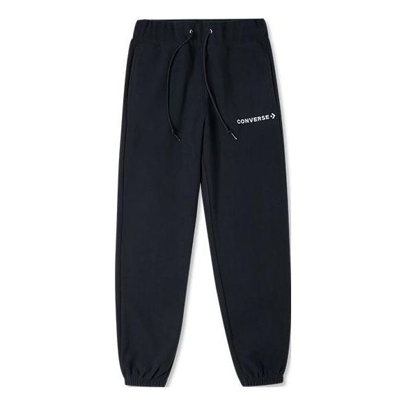 (WMNS) Converse Chevron Logo Drawstring Fleece Sweatpants 'Black' 10024285-A03