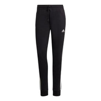 (WMNS) adidas Essentials 3-Stripes French Terry Cuffed Pants Asia Sizing 'Black White' IC8770