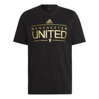adidas Manchester United Soccer/Football Sports Alphabet Printing Solid Color Short Sleeve Black HG1246