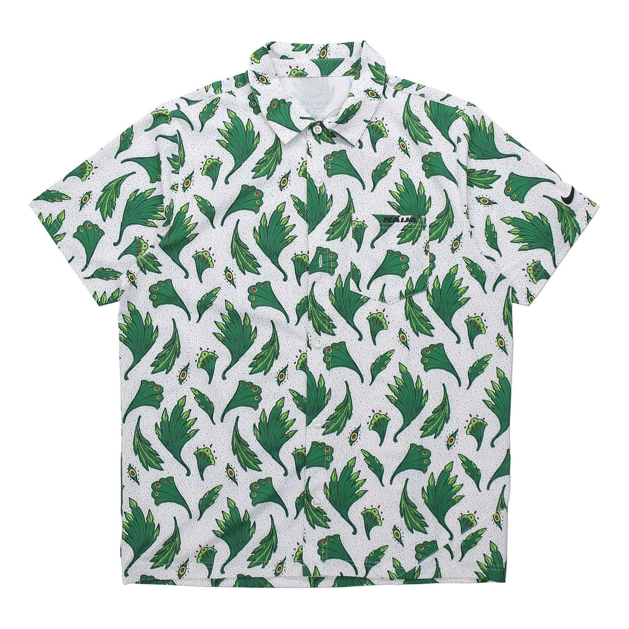 Men's Nike Nigeria Feather Printing Woven Short Sleeve White Shirt CU1417-100