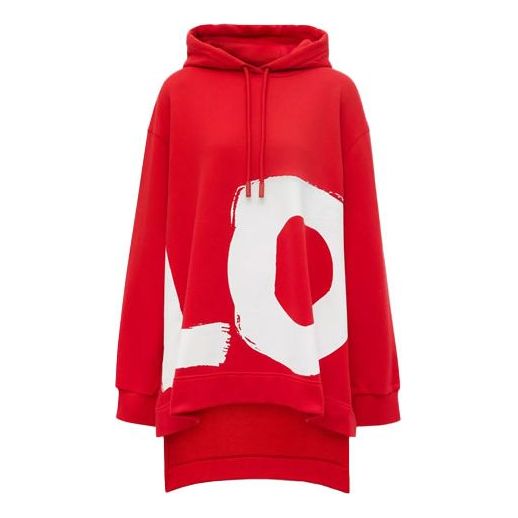 (WMNS) Burberry Love Printing Loose Hoodie Red 80381291