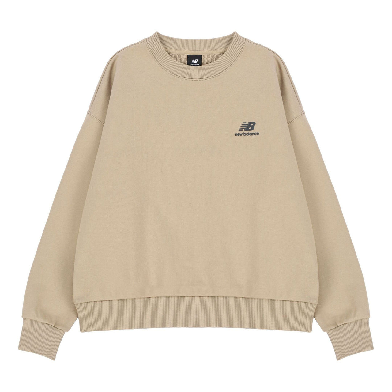 (WMNS) New Balance Alphabet Printing Sports Pullover Round Neck Khaki Hoodie AWT21305-MS