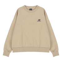 (WMNS) New Balance Alphabet Printing Sports Pullover Round Neck Khaki Hoodie AWT21305-MS