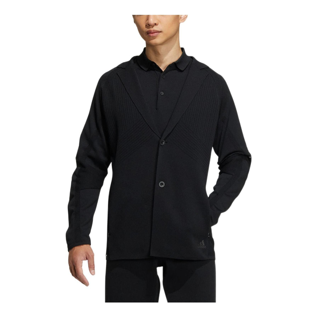 Men's adidas Taylored Jkt Stripe Lapel Zipper Cardigan Long Sleeves Jacket Dark Black HG1666