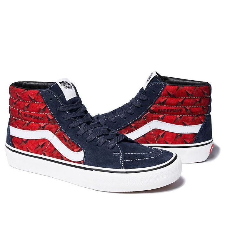 Vans Supreme x SK8-HI Pro 'Diamond Plate Navy Red' VN0A45JDTEC