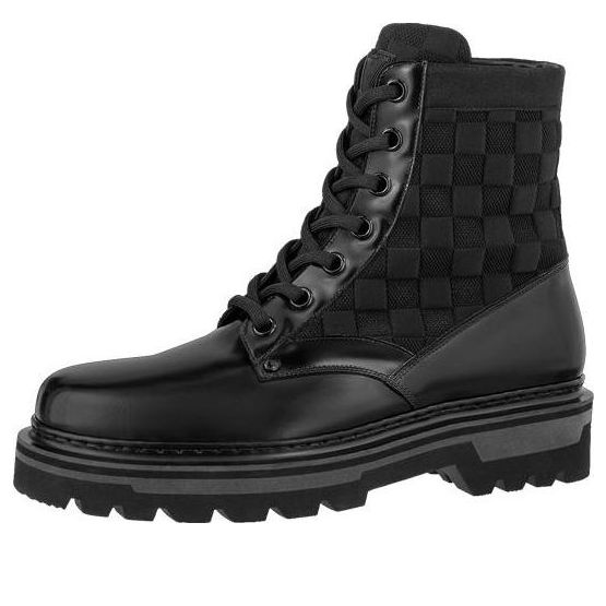 LOUIS VUITTON Flat Ranger Ankle Boots 'Black with Plaid' 1A9ACR