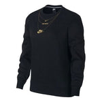 (WMNS) Nike Sportswear Embroidered Small Logo Fleece Lined Stay Warm Round Neck Pullover Hoodie Black CI9993-010