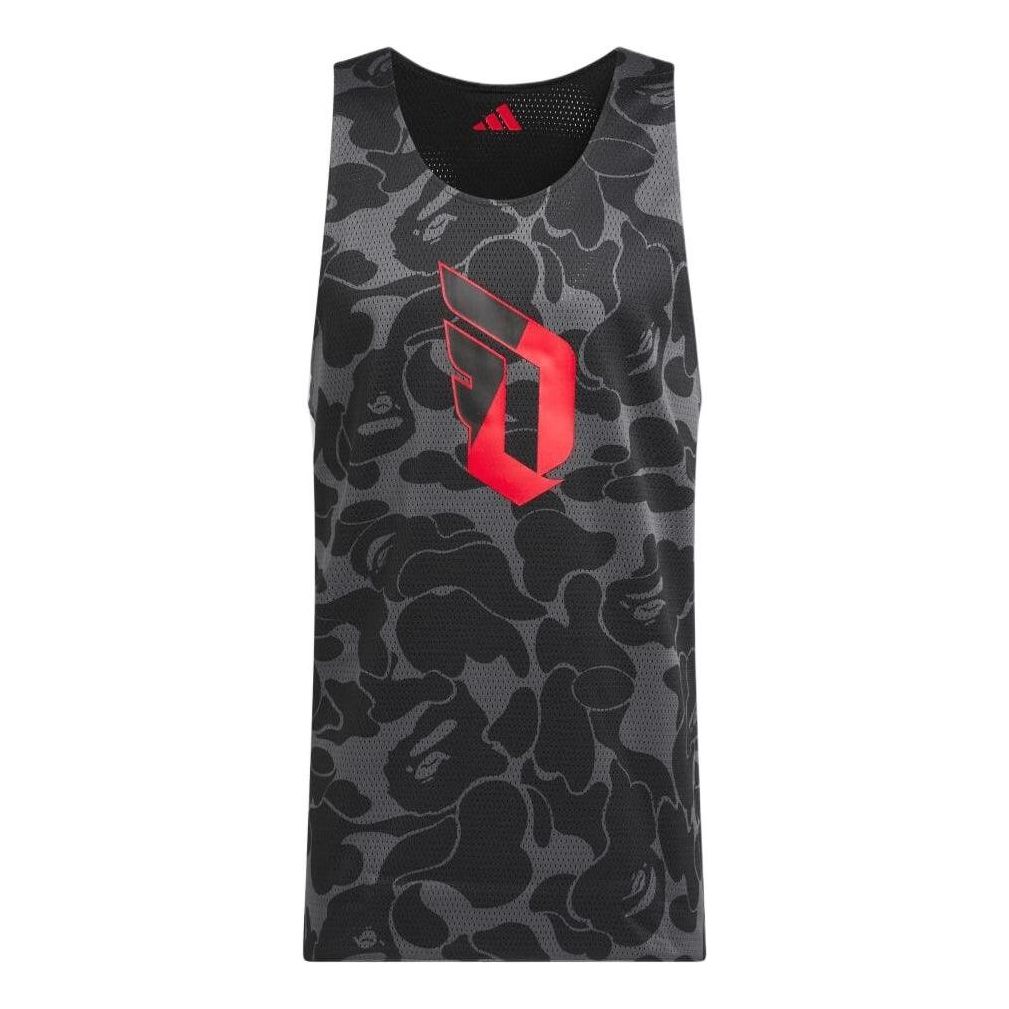 adidas x BAPE Dame 9 Reversible Basketball Jersey 'Carbon' JF1154