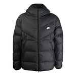 Men's Nike Solid Color Zipper Pocket logo Printing Hooded Down Jacket Black DR9605-010