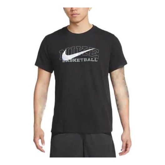 Men's Nike Solid Color Large Logo Printing Round Neck Pullover Short Sleeve Black T-Shirt DR7643-010