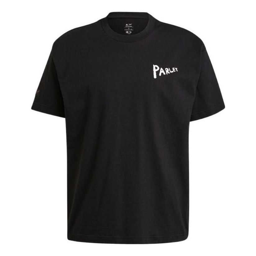 Men's adidas Alphabet Printing Cotton Round Neck Short Sleeve Black T-Shirt HB1554