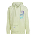 Men's adidas Alphabet Logo Long Sleeves hooded Windbreaker Jacket Green HE4304