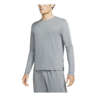 Men's Nike Dri-FIT Solid Color Logo Printing Sports Long Sleeves Asia Edition Smoke Gray T-Shirt DD4577-084