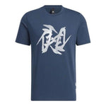 Men's adidas WJ T GFX Martial Arts Series Word Printing Round Neck Short Sleeve Navy Blue T-Shirt HM7469