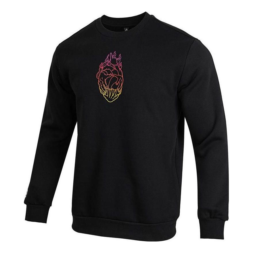 adidas Gradient  Solid Color Round Neck Pullover Long Sleeves Knitwear Men's Black IA6677