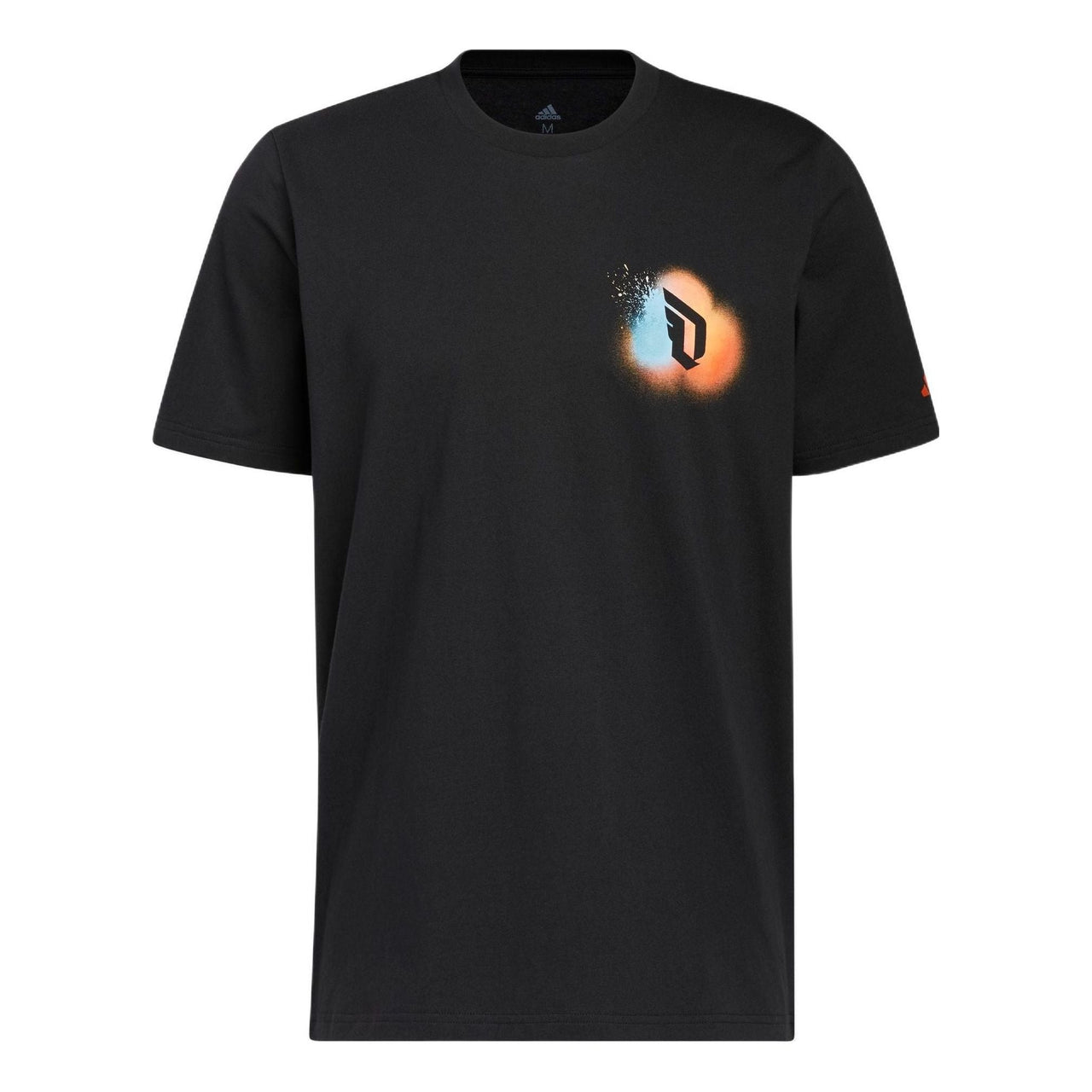 adidas Multi-Color Logo Printing Round Neck Short Sleeve Black IC8110