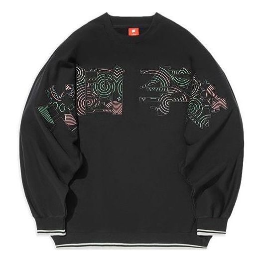 Li-Ning Stylish Loose Round Neck Pullover 'Autumn Black' AWDS222-1
