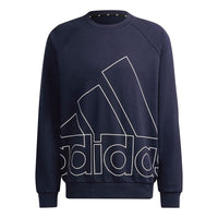 Men's adidas Big Lo Swt Ft Logo Printing Casual Sports Round Neck Navy Blue HB5086