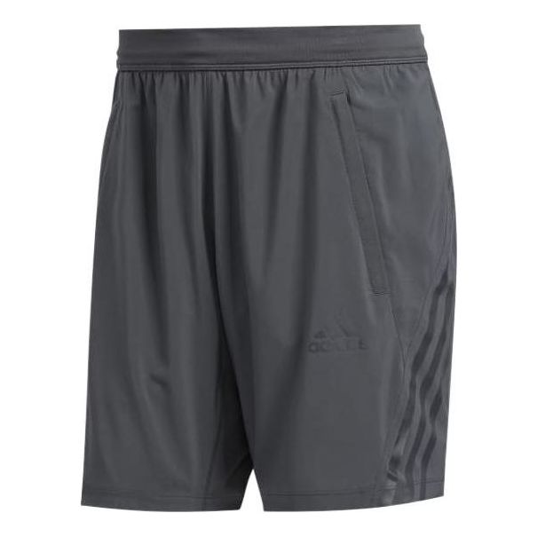 Men's adidas Logo Stripe Solid Color Gym Breathable Sports Shorts Gray FP7846