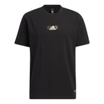 adidas Solid Color Logo Breathable Round Neck Short Sleeve Black HS4387