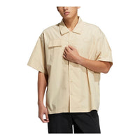 adidas originals Solid Color Pocket Short Sleeve Shirt Couple Style Brown HS8617