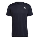 Men's adidas Solid Color Logo Round Neck Short Sleeve Ink Blue T-Shirt HB7465