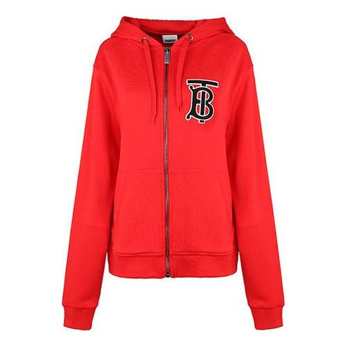 (WMNS) Burberry Alphabet Printing Zipper Hoodie Red 80211511