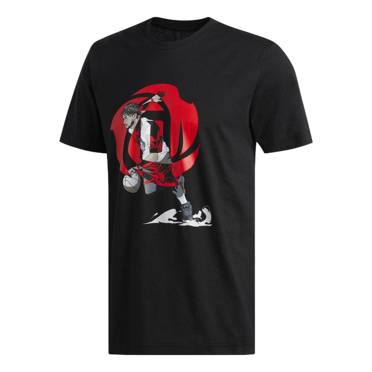 Men's adidas Casual Sports Printing Round Neck Pullover Short Sleeve Black T-Shirt DQ0922
